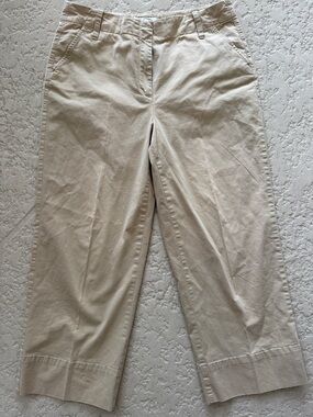 Talbots Light Beige Cropped Wide-Cuff Capris